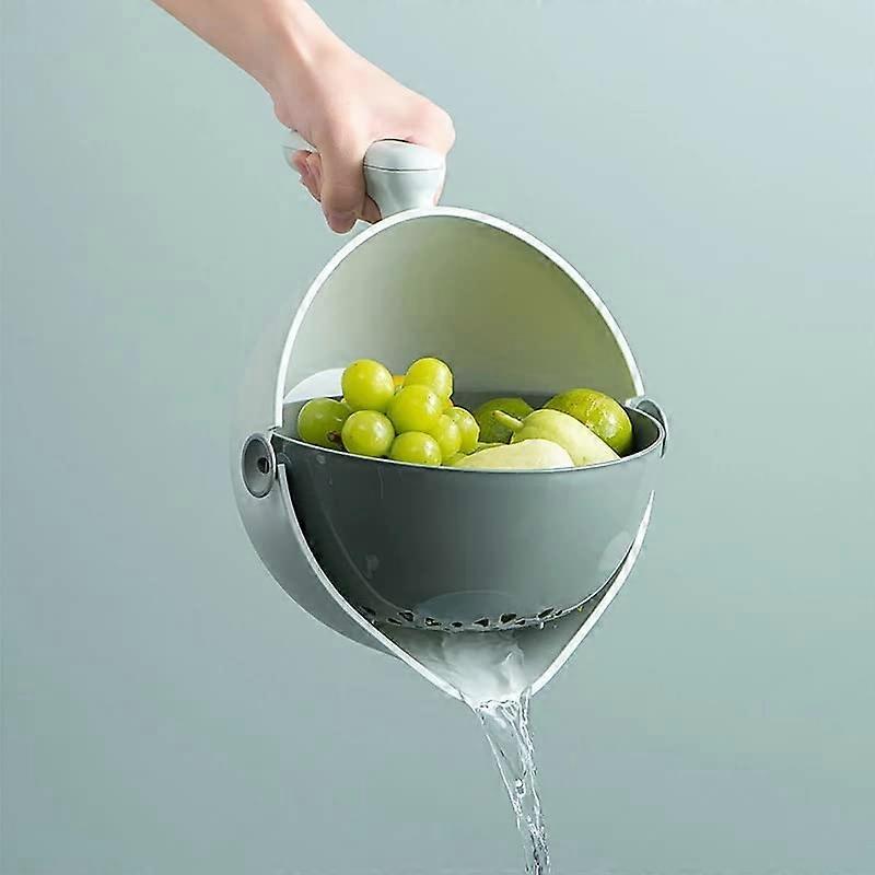 2 In 1 Colander And Bowl Strainer Rotating BPA Free Food Grade Plastic With Handle 2 L Capacity For Fruit And Veg Pasta