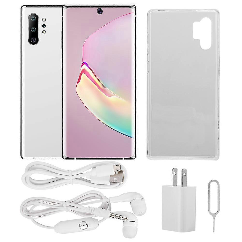 NOTE10+ Tela HD Grande de 6,5 Polegadas 13MP + 23MP 6 + 64G 4800mah 3G Smartphone Branco 100-240V