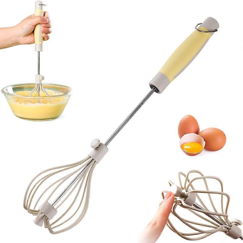 Stainless Steel Semi-Automatic Whisk for Eggs, Hand-Pusher Mixer, Improved Kitchen Appliance with Ergonomic Design
