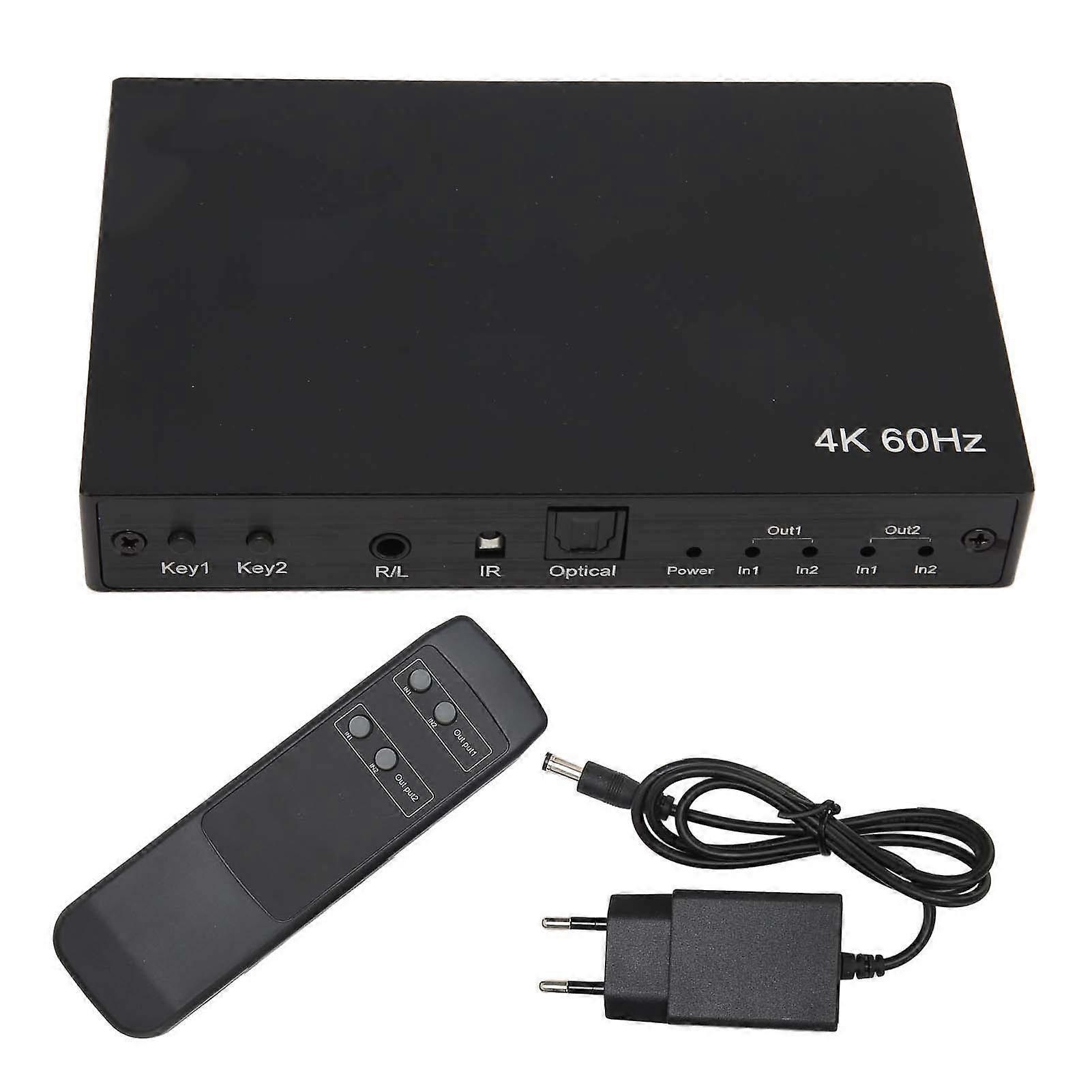 4K 60Hz HD Switch Splitter 4K 3D 1080P HDCP2.2 HDR 10 2x2 HD Multimedia Interface Switcher 100‑240V EU Plug