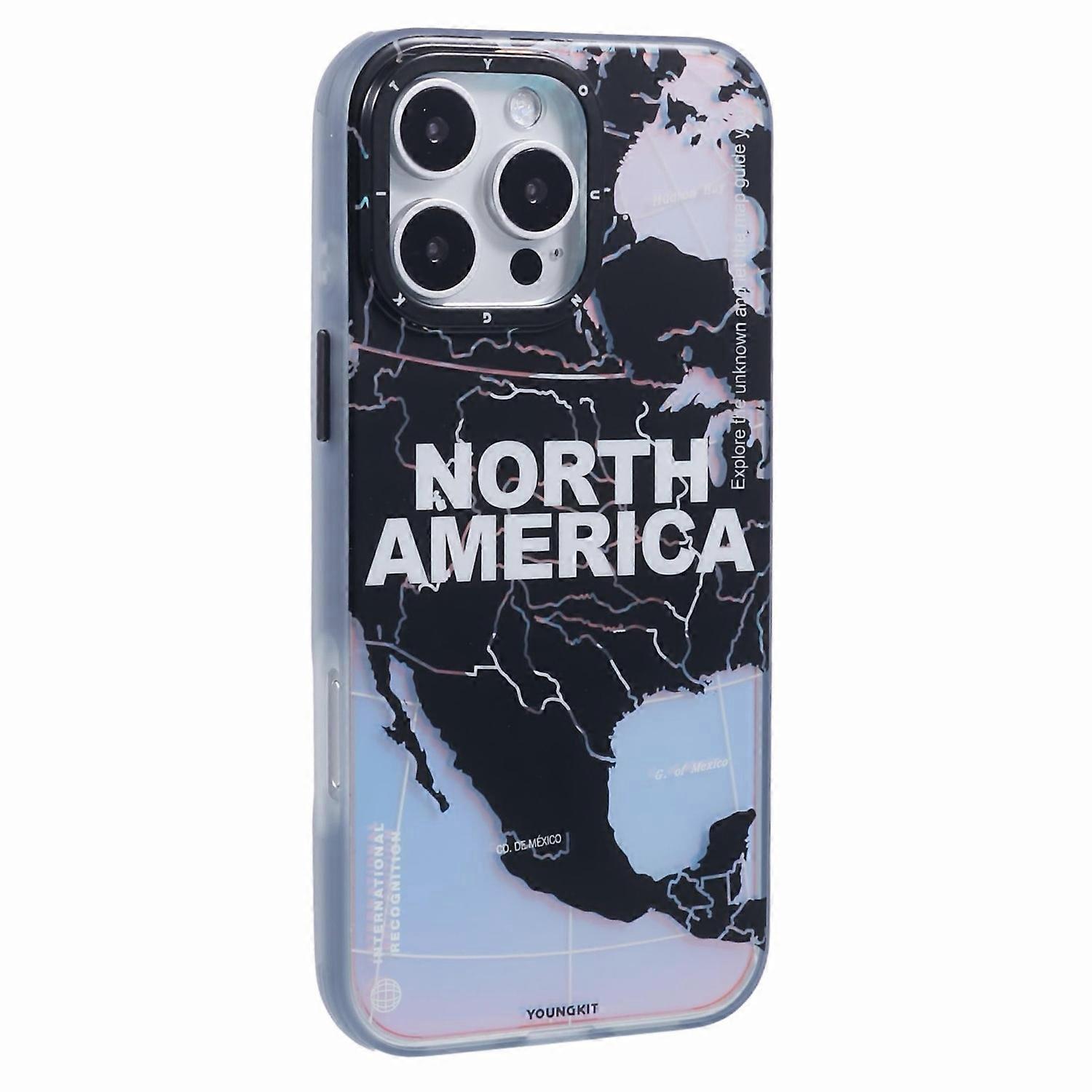 YOUNGKIT Global for iPhone 16 Pro Max Case with IMD Map Design PC+Phone Cover