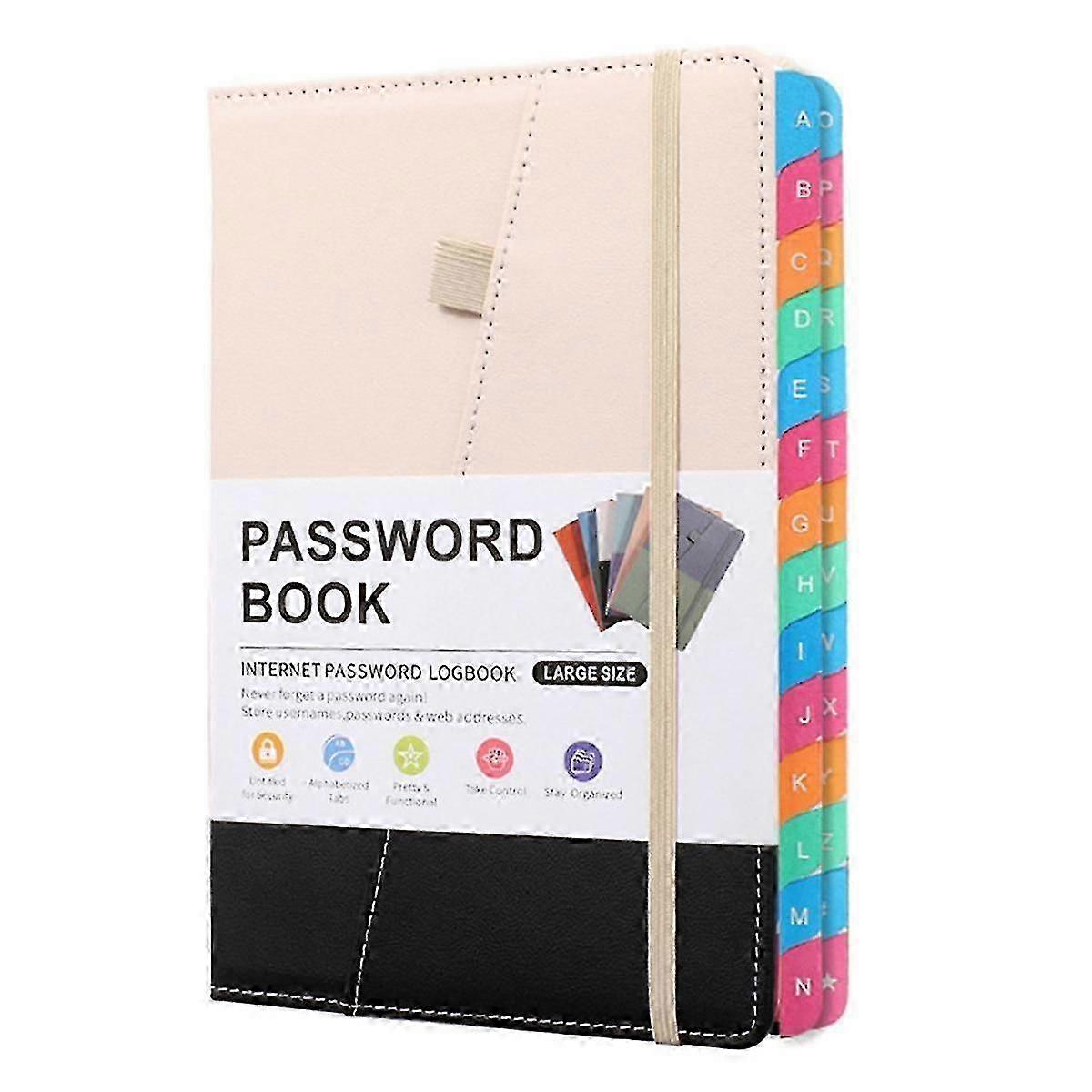 Password Keeper Book with Colorful Alphabetical Tabs and Two Bookmarks, for Seniors 8.4X5.9Inch, In