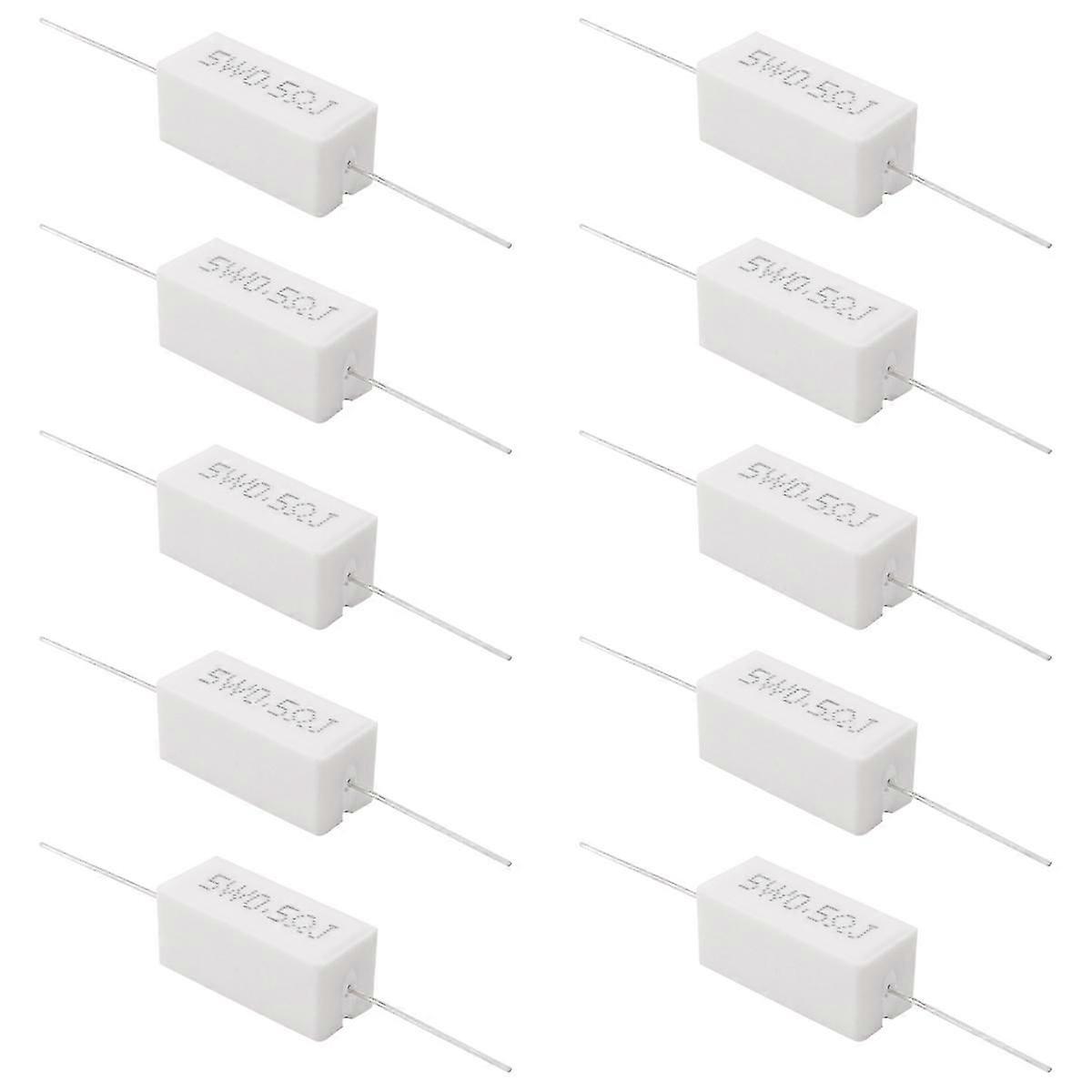 10 Pcs Axial Lead Ceramic Cement Resistor 0.5 Ohm 5W