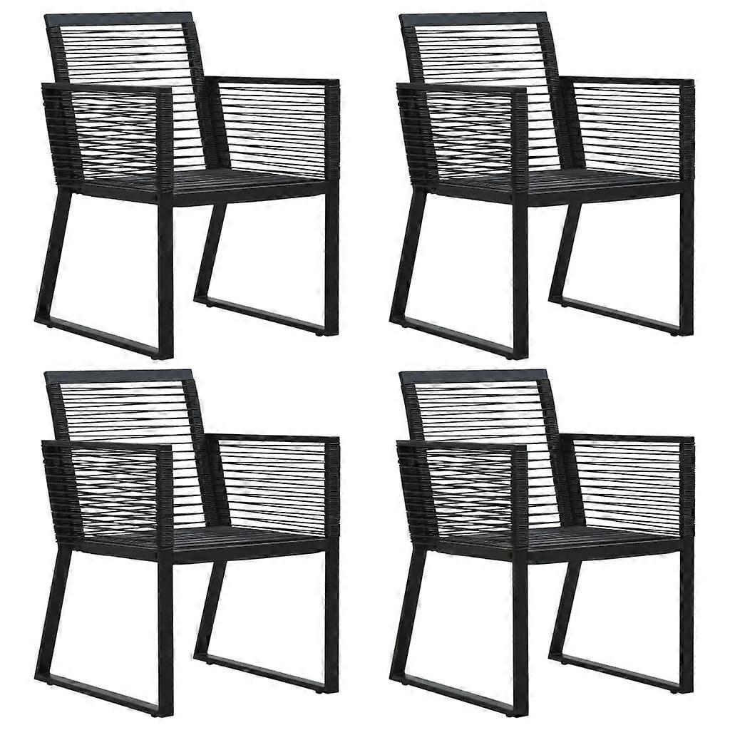 Havestole 4 stk Reb Rattan Sort Terrassestole