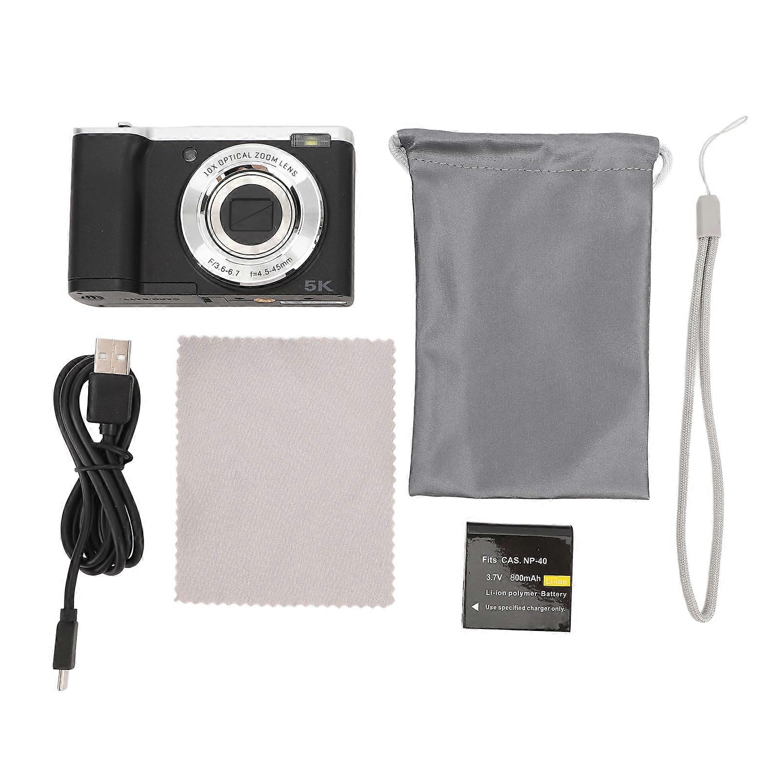 5K Vlogging Camera: Touchscreen, 10x Optical Zoom, Autofocus, Flash, HD Shooting