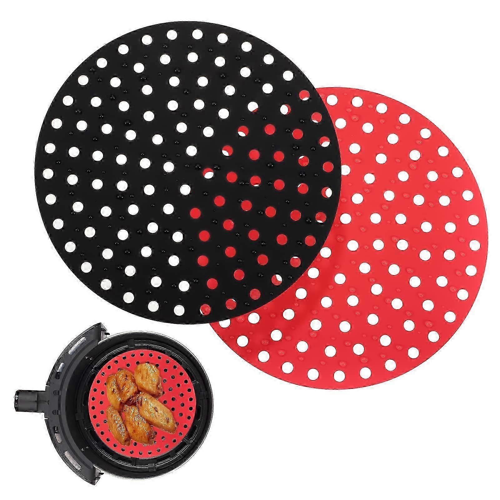 2PCs Reusable Air Fryer Silicone Liners Heat Resistant Round
