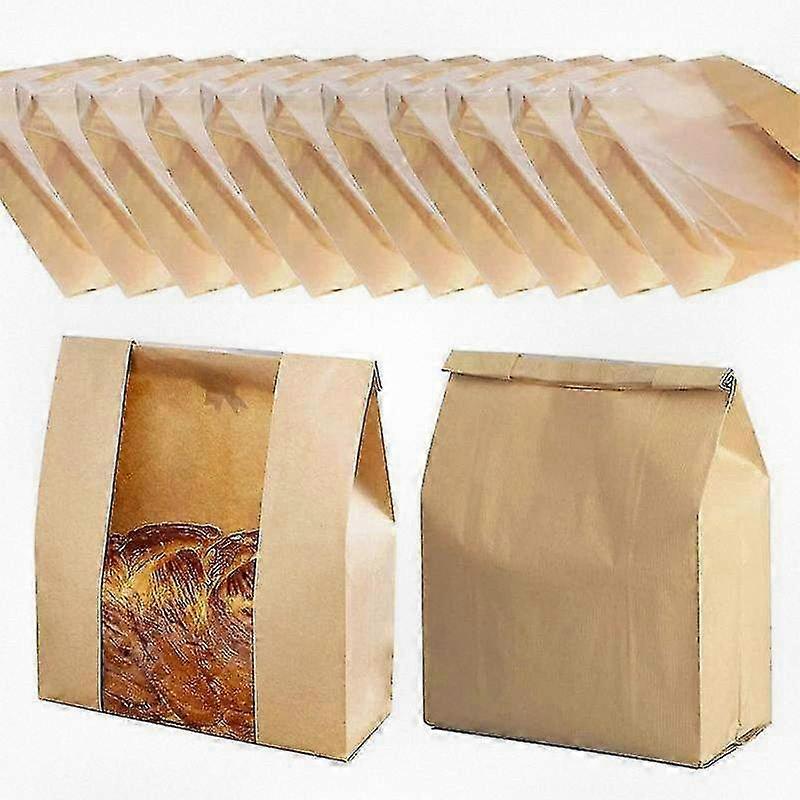 25 Pcs Paper Bakery Bags with Window for Artisan Bread, Sourdough Loaf, and Cookies - Compatible with Various Brands