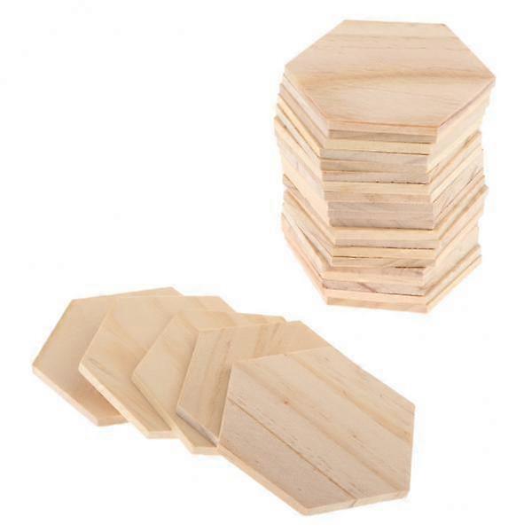 4x 25 Stück Holz Sechseck Formen Holz Verzierungen Handwerk Form Blank Holz