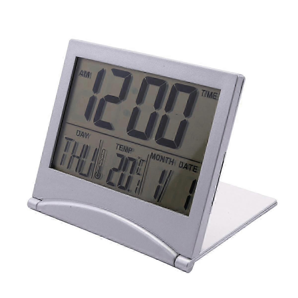 Portable Travel Alarm Clock with Temperature Display, Digital Battery Operated 12/24H Digital Clock