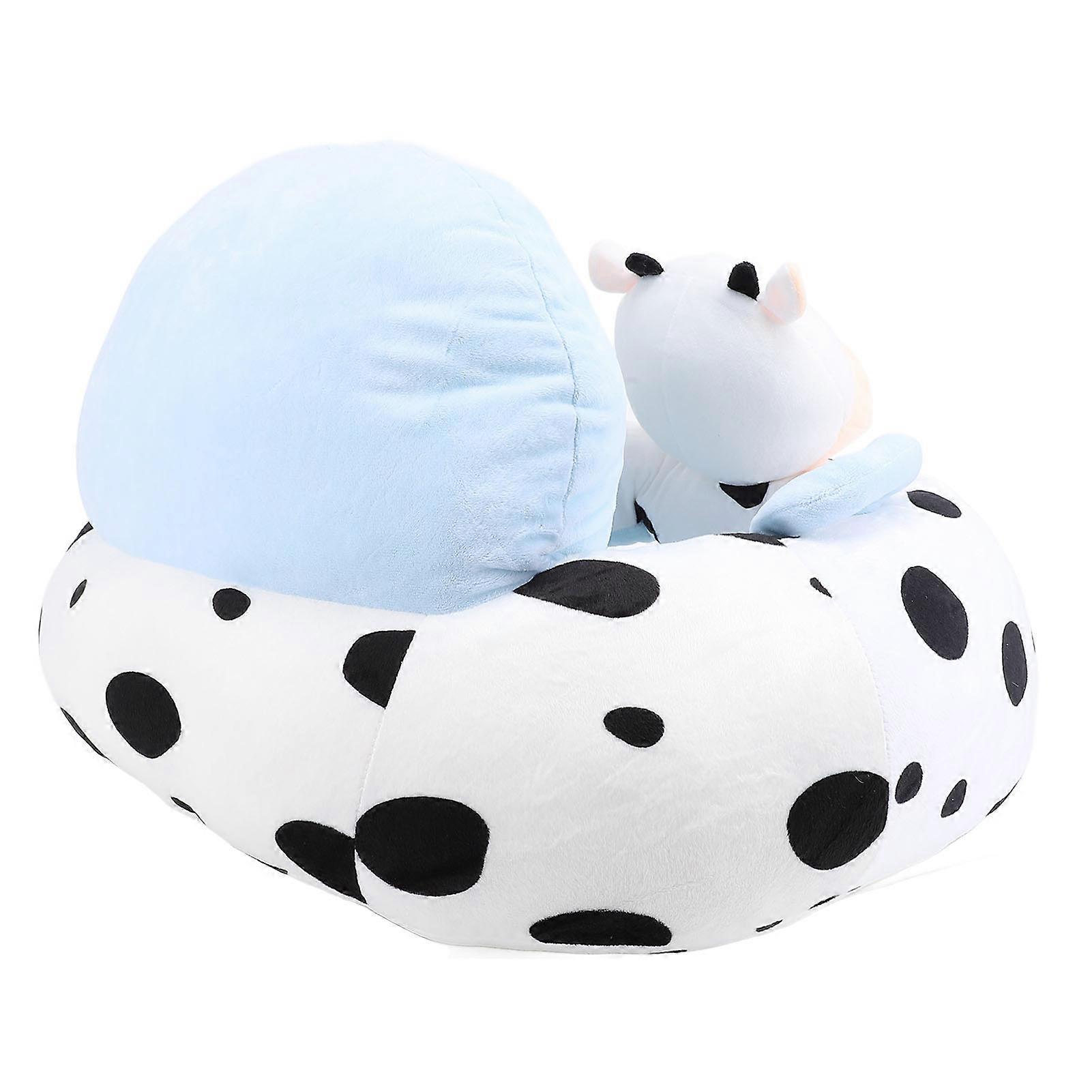Infant Support Seat with Two Handles Comfortable Plush Cartoon Anti Slip Bottom Infant Learning Sitting Chair for Home 