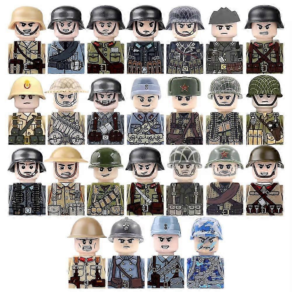 25PCS軍事第二次世界大戦の兵士のビルディングブロック子供のための教育玩具