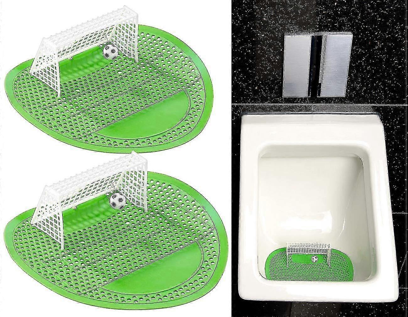 2個の小便器スクリーン、サッカーゴール小便器ストレーナー、18.5 x 18.5 cmの香りの小便器スクリーンスプラッシュガード臭気保護