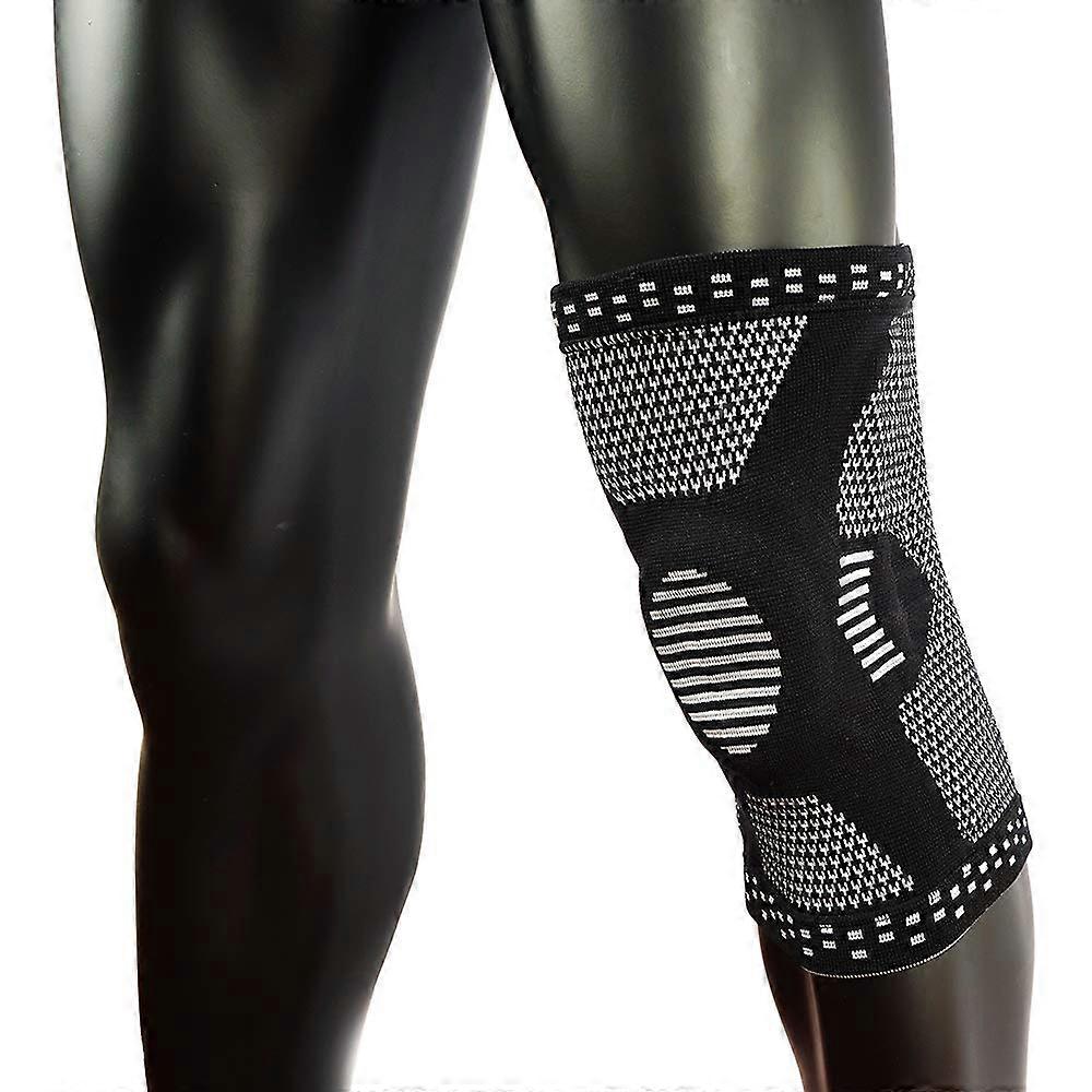 Knee Support Brace With Silicone Pad And Side Spring, Compression Knee Sleeve For Running, Meniscus Tear, Black XL