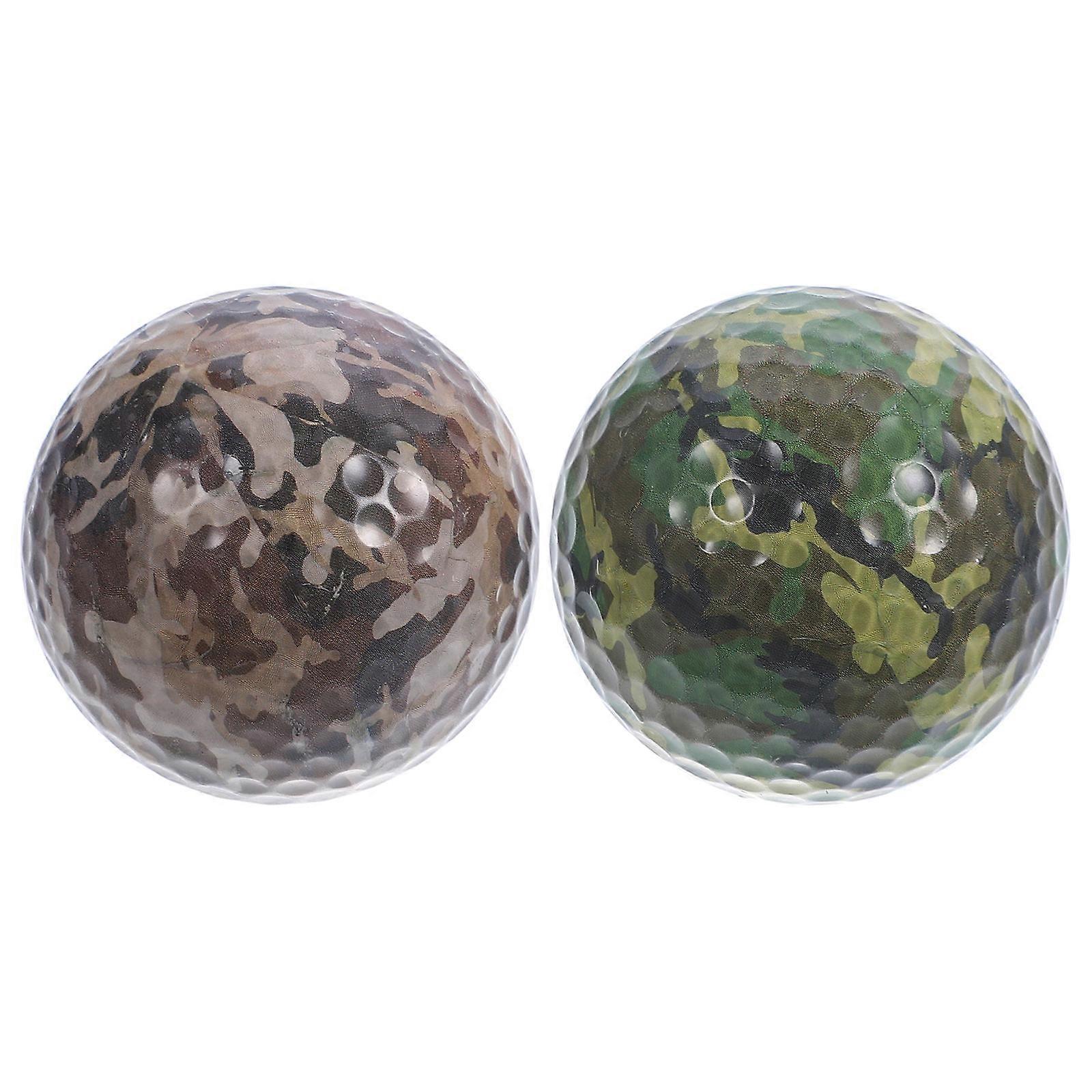 Golf Practice Balls Indoor Two Layers Design Training Sports Ball Multi-Colored Synthetic Rubber Lightweight 2Pcs