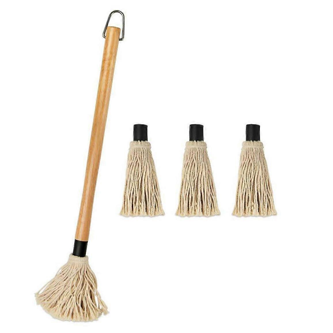 BBQ Basting Mop Removable Grill Cotton Brush With Replacement Heads Grill Brush Basting Mop Set