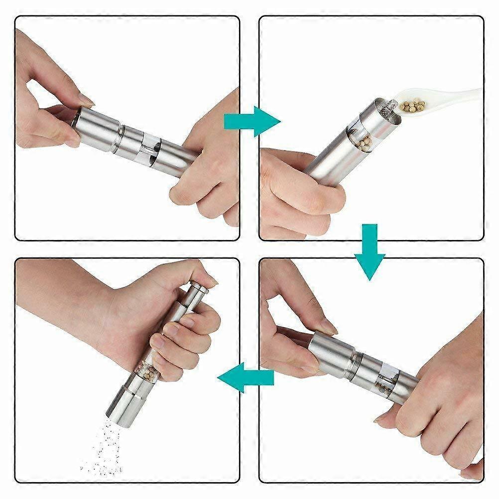 Pepper Crusher Grinder Multi-Function Stainless Steel Pepper Mill Cylindrical Indoor BBQ 1Set