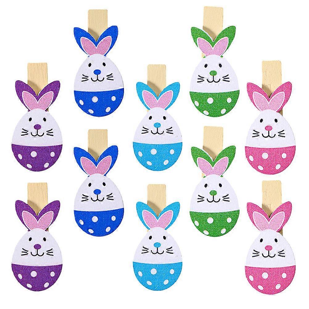 30pcs Easter Themed Photo Clips Rabbit Shaped Wood Clamps for DIY Cartoon Photos