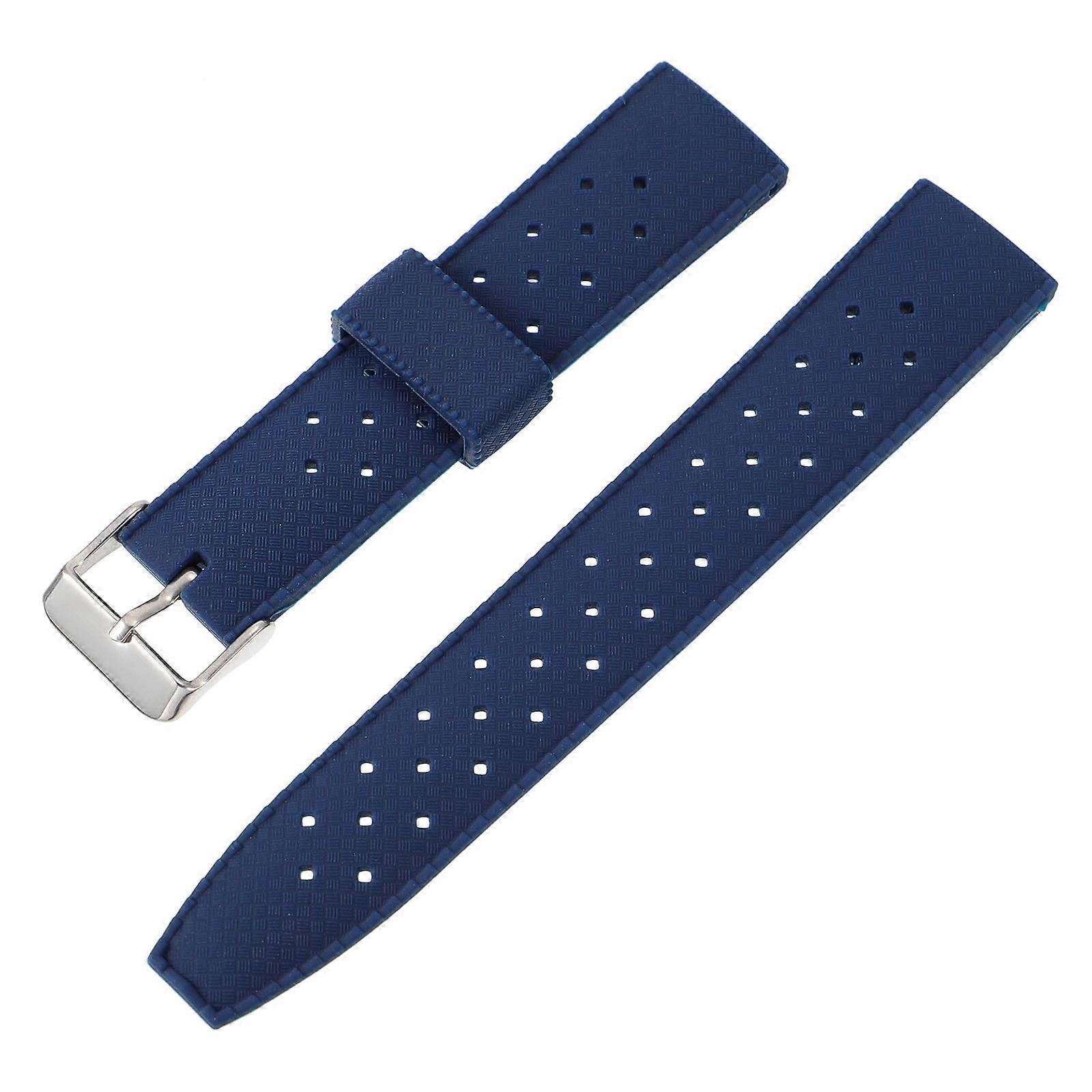 Blue Silicone Watchband for Watch Made of Quality Material with Comfortable Fit Easily Adjustable