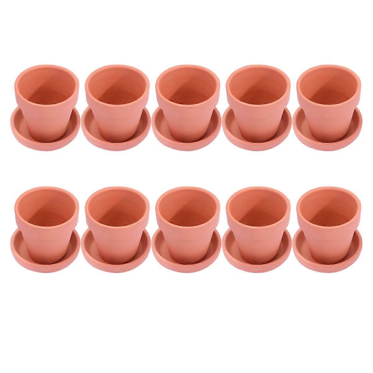 Ceramic Succulent Planter Pot Red Pottery Simple Household Planter Cactus Pots for Gardening 6.3x6.3cm Pot 10 Sets