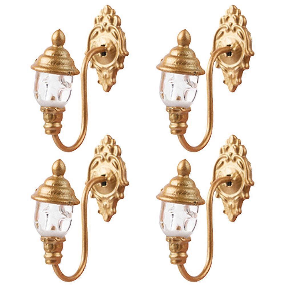 Diy Sand Table Decor Mini Wall Lamp Model For Doll House Scene Decoration 4Pcs