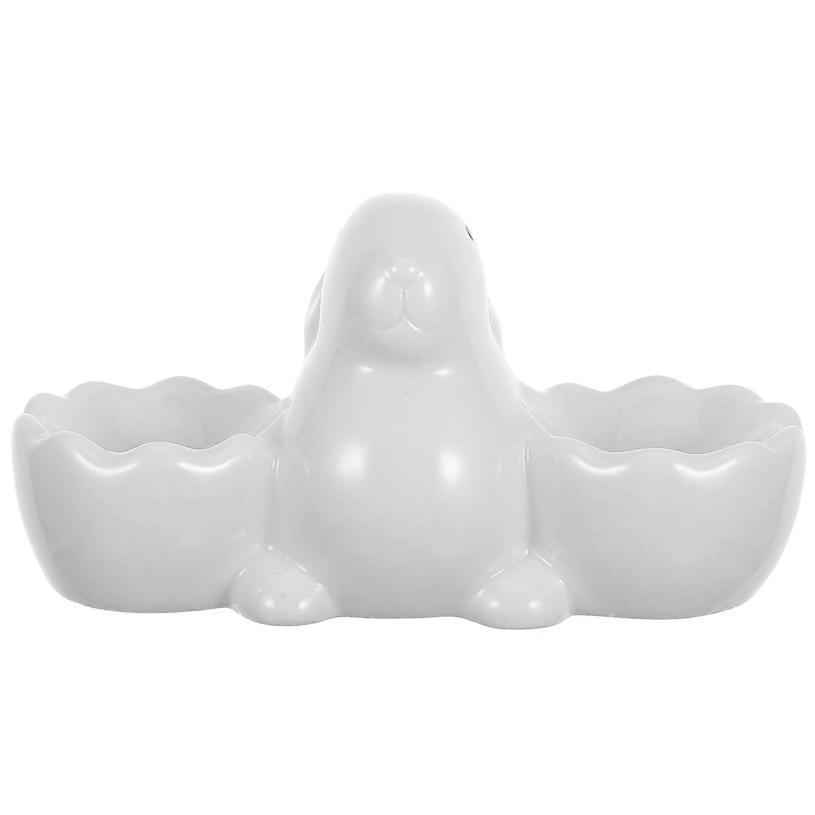 Ceramic Egg Tray Bunny Shape Soft Boiled Eggs Rack for Easter Celebrations 1Set