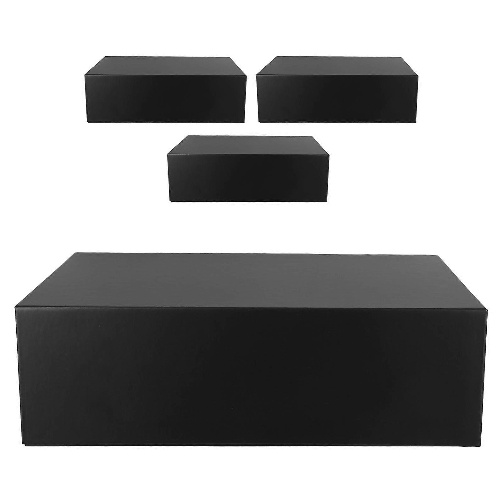 Magnetic Closure Packaging Box Black Presents Box Item Storage 4Pcs