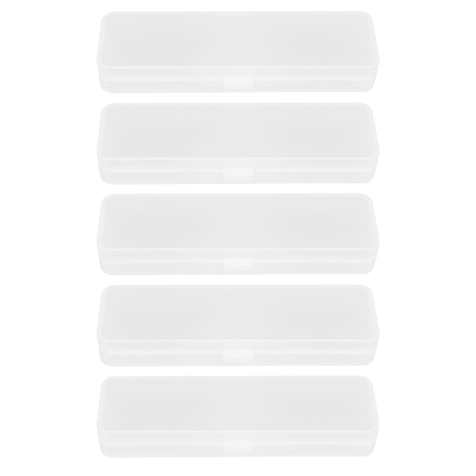 5pcs Plastic Pencil Storage Boxes Stationery Containers Oblong Holding Boxes