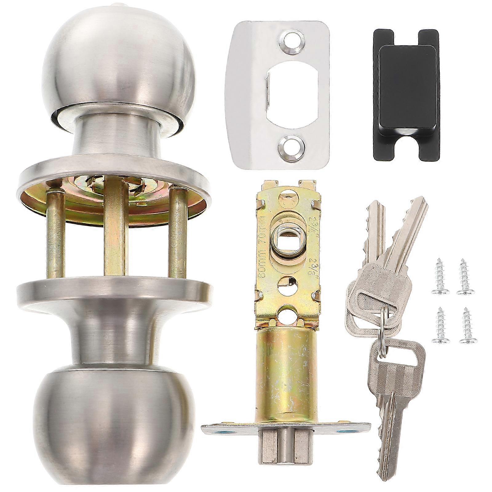 Stainless Steel Heavy Duty Door Knob Lock Exterior Handle Solid Column Security Bolt Smooth Rotation Easy Install Reversible for Bedroom Bathroom