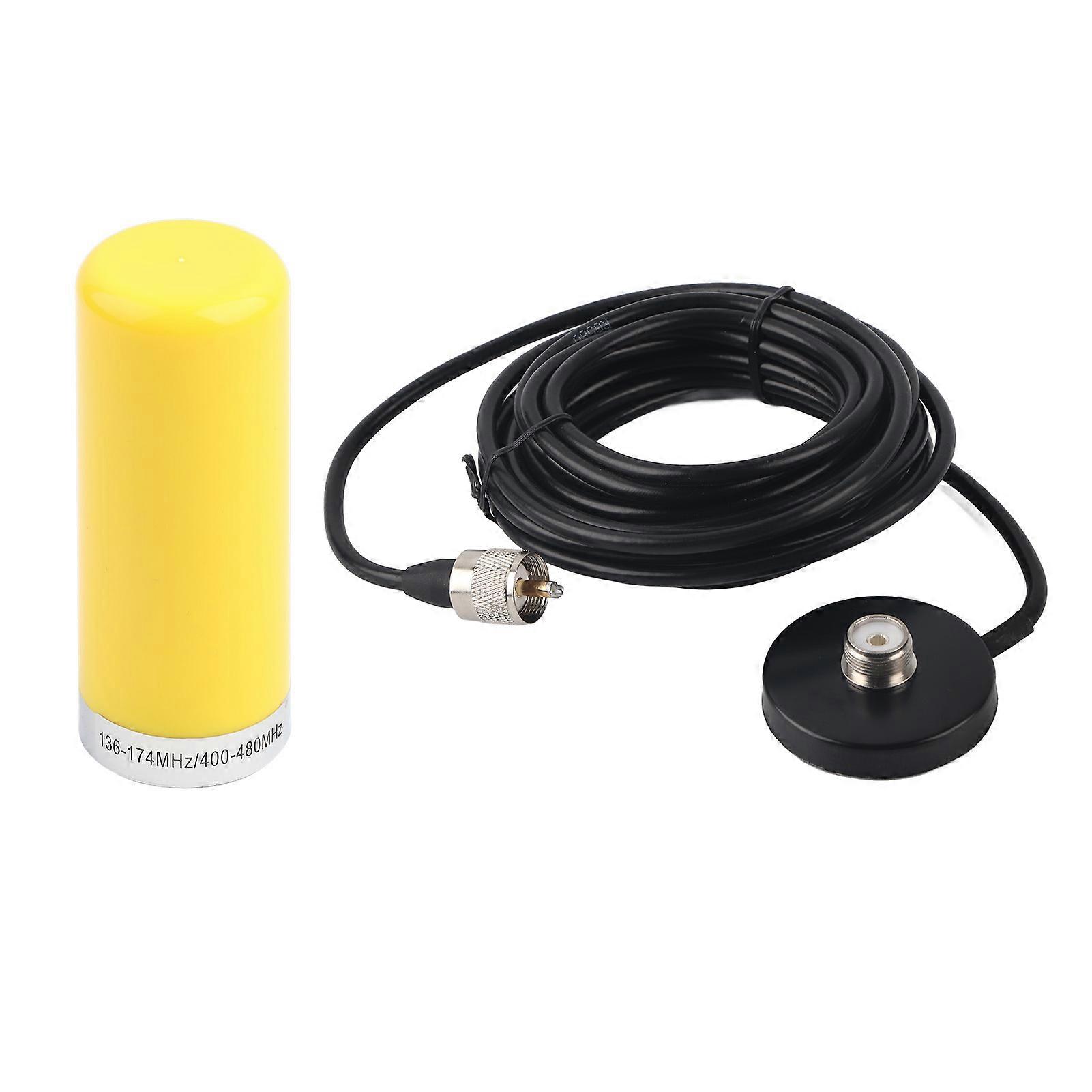 Antenne radio mobile double bande VHF/UHF pour véhicule avec câble de base magnétique jaune