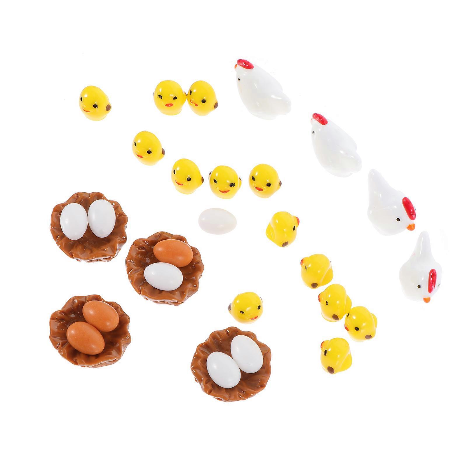 Resin Figurines Small Chicken Egg Model Adornment Office Decor Assorted Color 2.20X2.20X0.50CM Photo Props 1Set