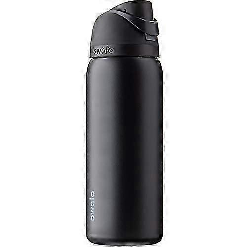 زجاجة مياه من الفولاذ المقاوم للصدأ FreeSiip مع قش ، 32 أونصة ، أحذية داكنة جدا وسيليكون ، غطاء غمد واقي وقائي