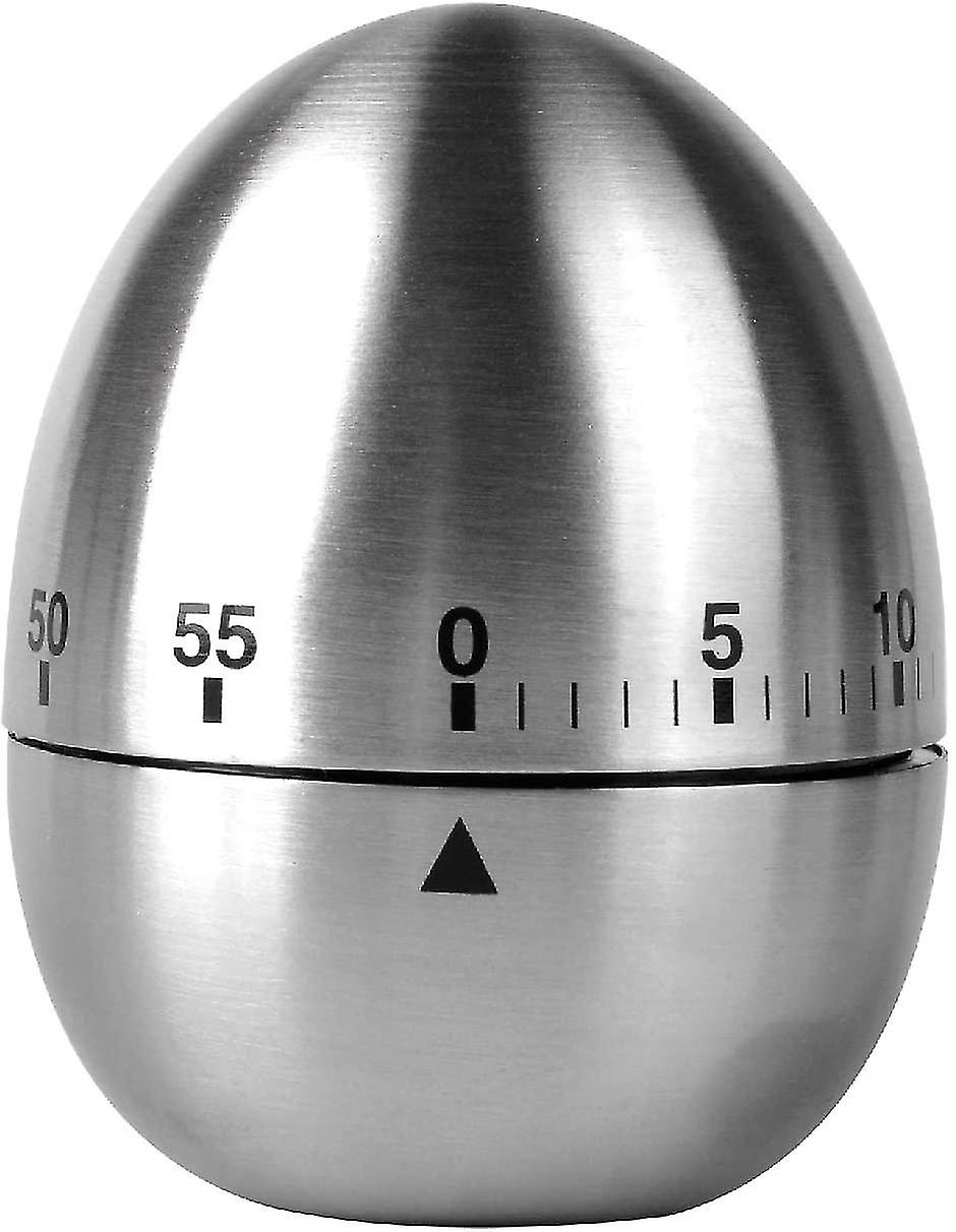 Stainless Steel Egg-shaped Kitchen Timer-mechanical Rotating Alarm-60 Minutes Countdown-cooking Timer