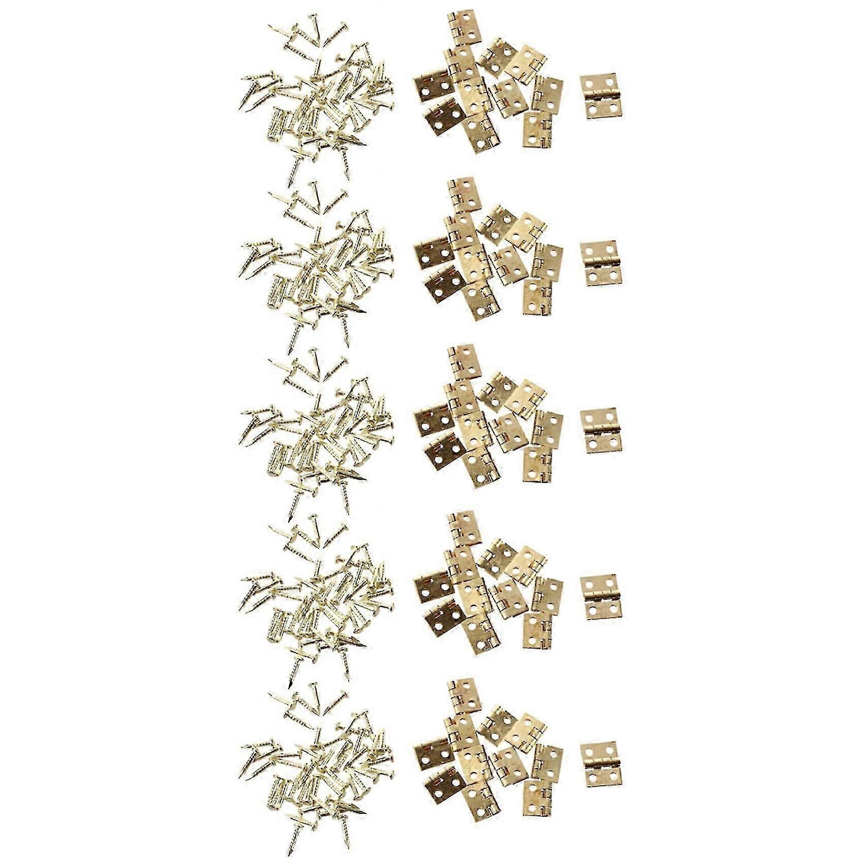 60pcs 1/12ドールハウスミニチュア家具キャビネットクローゼットミニヒンジ-ゴールデン