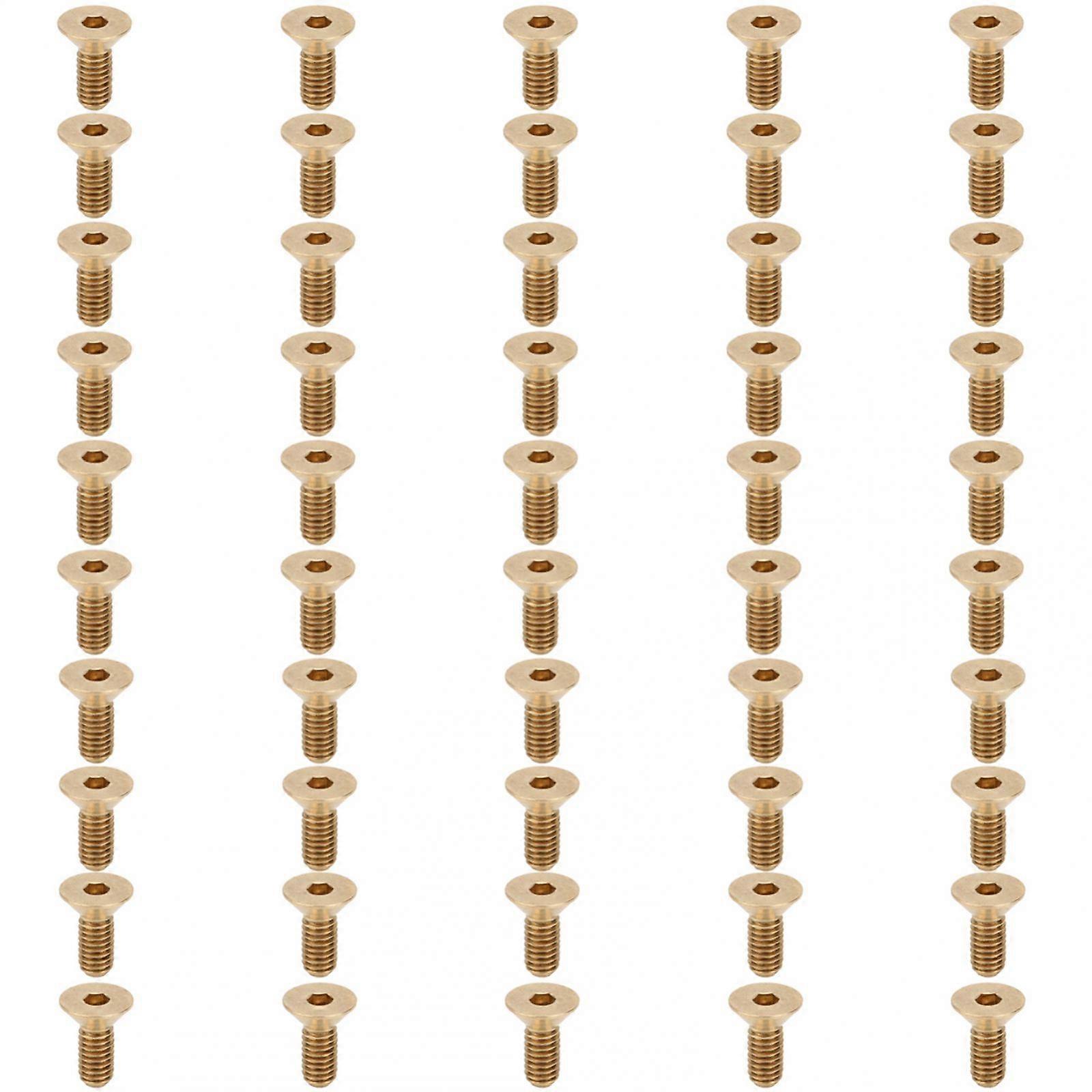 50Pcs Flat Hex Socket Screw Copper Countersunk Head Fastener Hardware Industrial Supplies M4