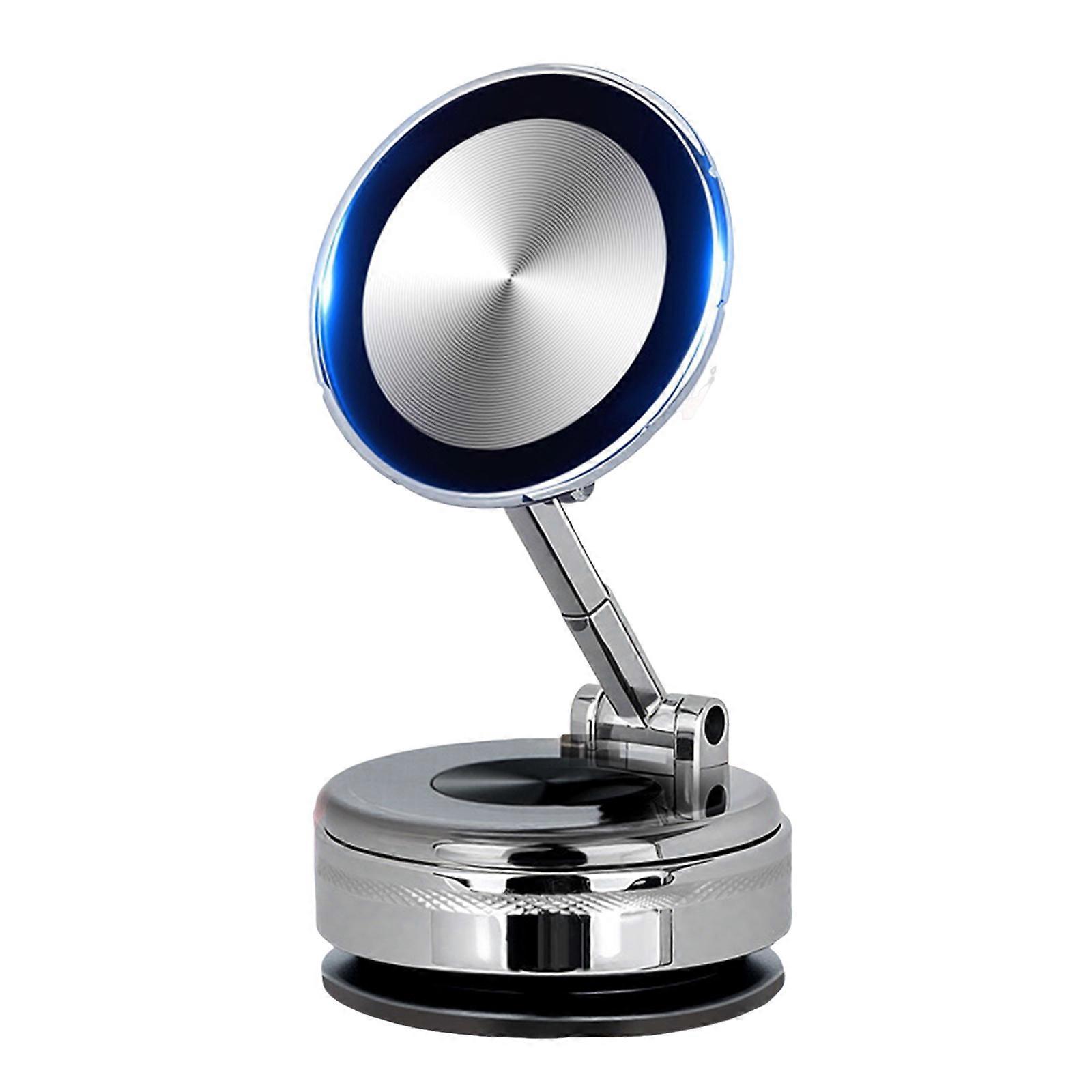 Vehicle Phone Mount Bracket Rack Magnetic Suction with Vacuum Attachment 360 Degree Rotation for Safe Driving Experience Silver