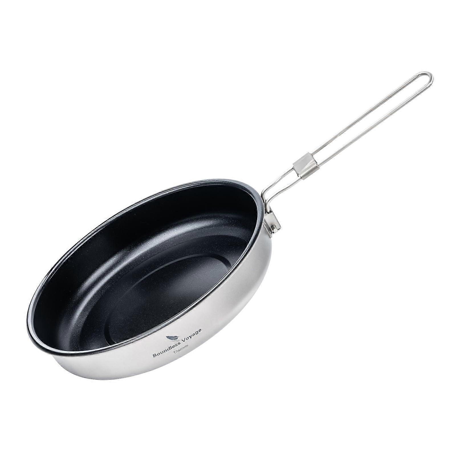 Ti2070C Camping Pan for Gas Cooker Titanium Frying Pan 22.8 cm / 1.5 L Ultralight Camp Cookware Grill Pan for Cooking Egg Steak 22.8 Cm1.5l