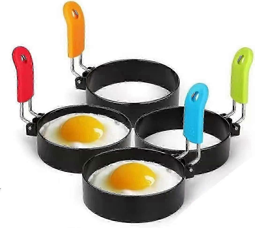 Egg Cooking Rings, 4 Pack Stainless Steel Non-stick Pancake Griddle Molds for Frying Eggs and Omelets