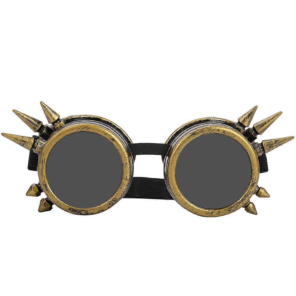 Vintage Spiked Steampunk Goggles Cosplay Glasses Double Layer Windproof (bronze)