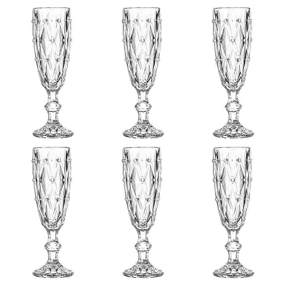 Aesthetic Glassware Retro Beverage Cups High-Footed European Style Suitable for Various Occasions 19.7X6X6.5CM Holding Beverages 6Set