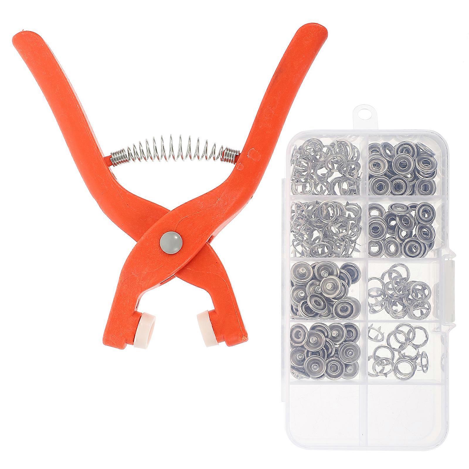 Snap Plier Kit Open-Ring Snaps No-Sew Button Fasteners Shirts Backpacks Hats Assorted Color 15.00X9.00X2.00cm Pliers Press Tool 1Set