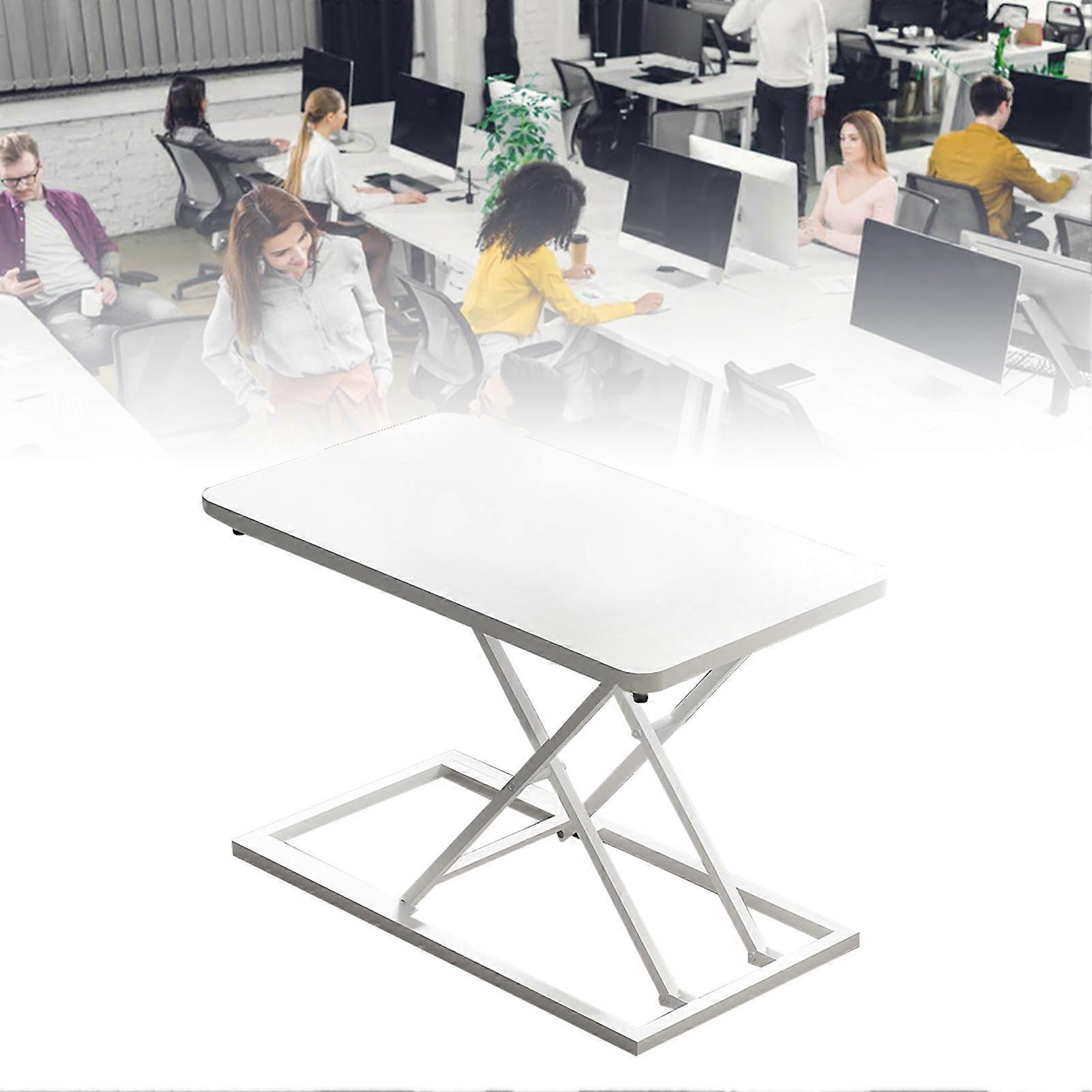 Standing Computer Lift Table 7 Gears Folding Laptop Desk Elevating Frame Mobile Working Table White 