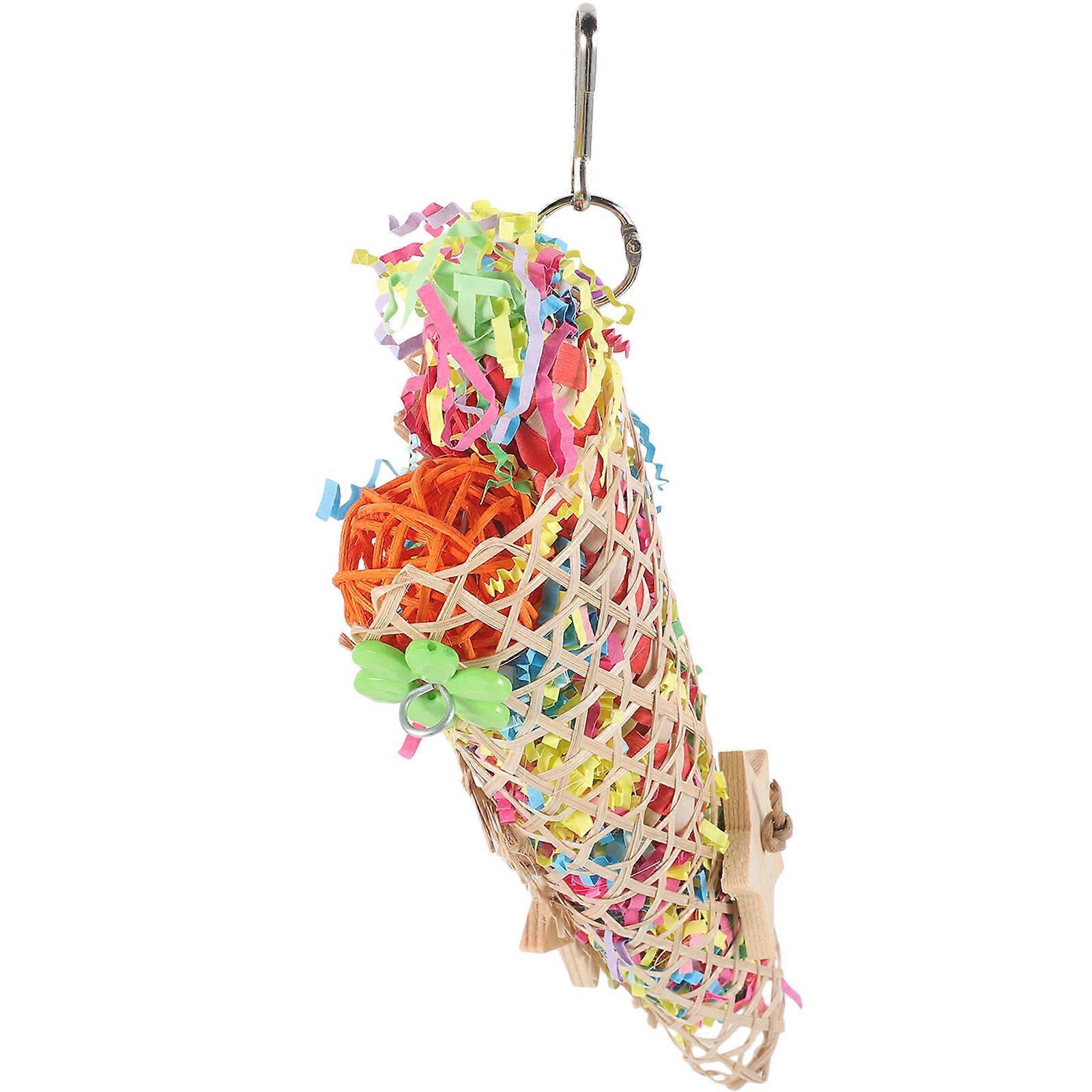 Birdcage Hanging Decor Parrot Chew Toy Shredding Plaything Foraging Accessory