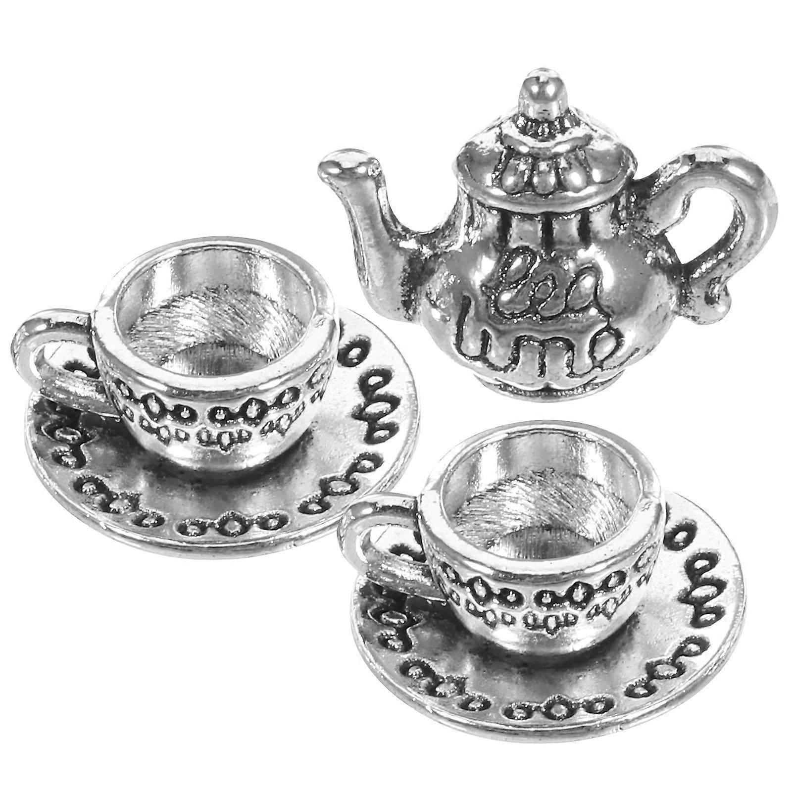 Mini Metal Tea Pot Decorative Teaware for Kitchen Decor 1Set