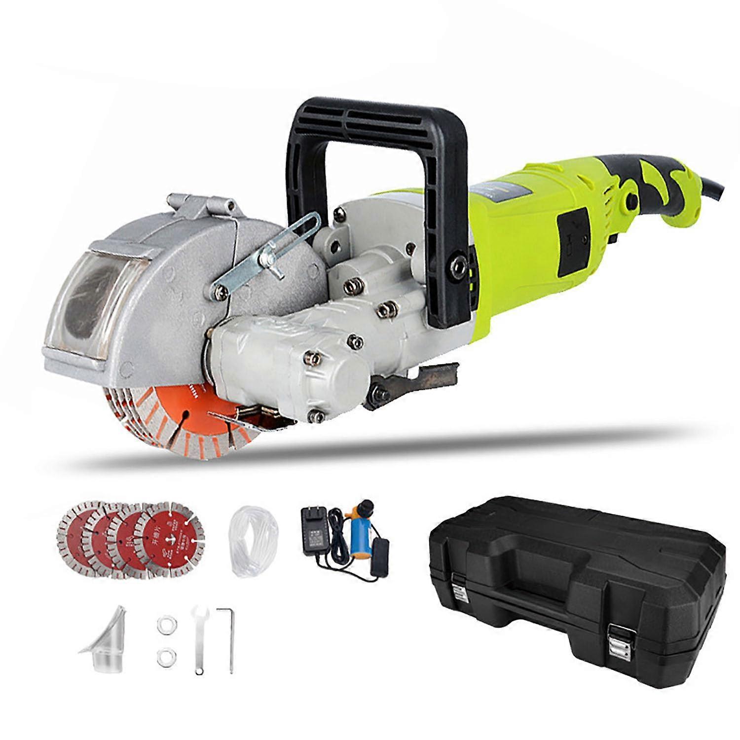 Electric concrete grooving machine, 4000W ring saw with 5 blades, adjustable head, 7500 RPM, adjustable width for bricks, cement, stone.