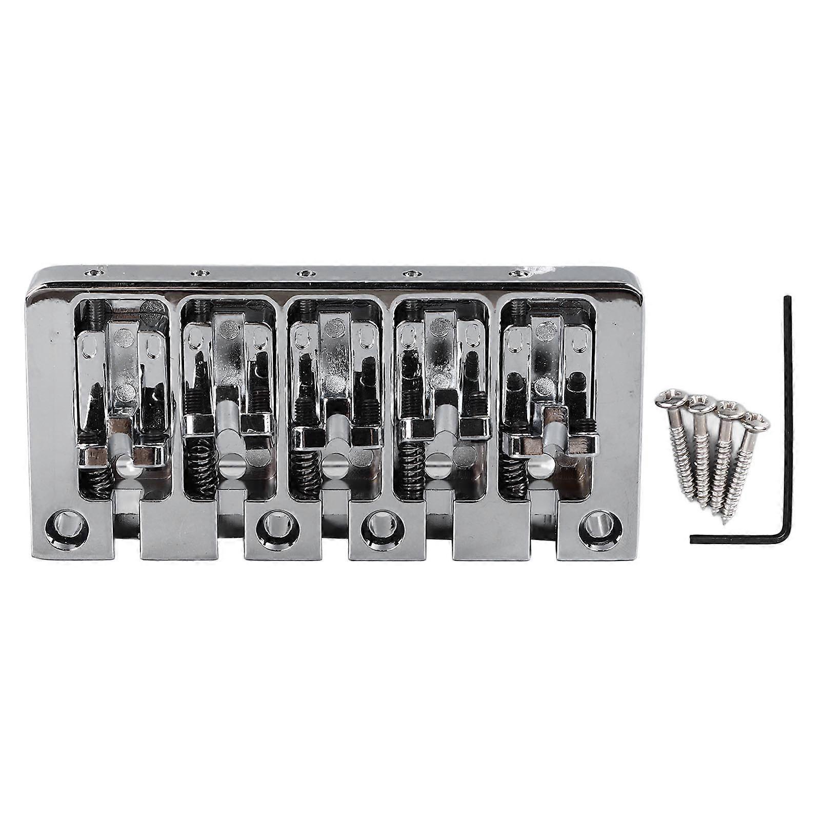 Bass Bridge Flip Top Micro Adjustable 5 String Bass Bridge Replacement for Practice Performance Silver