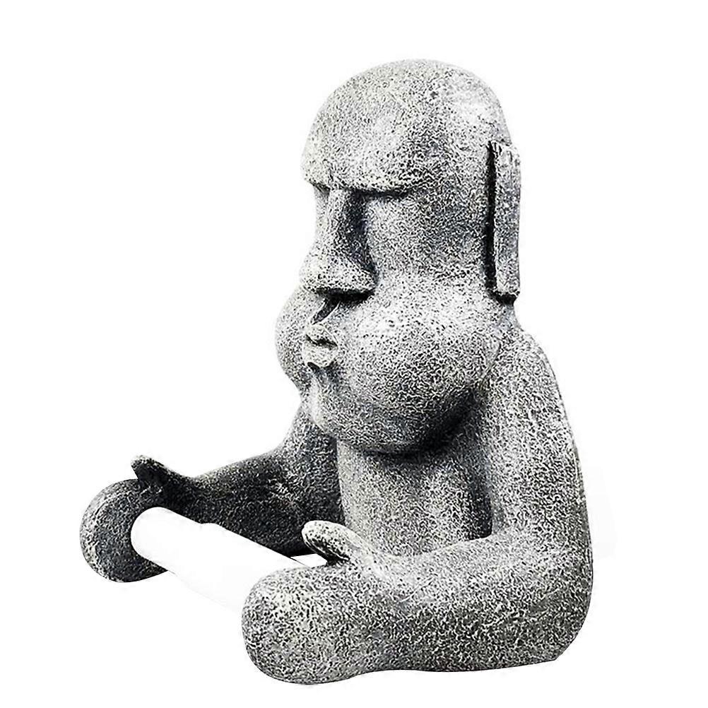 1pc Roll Paper Rack Moai Design Wall Mounted Toilet Paper Rack