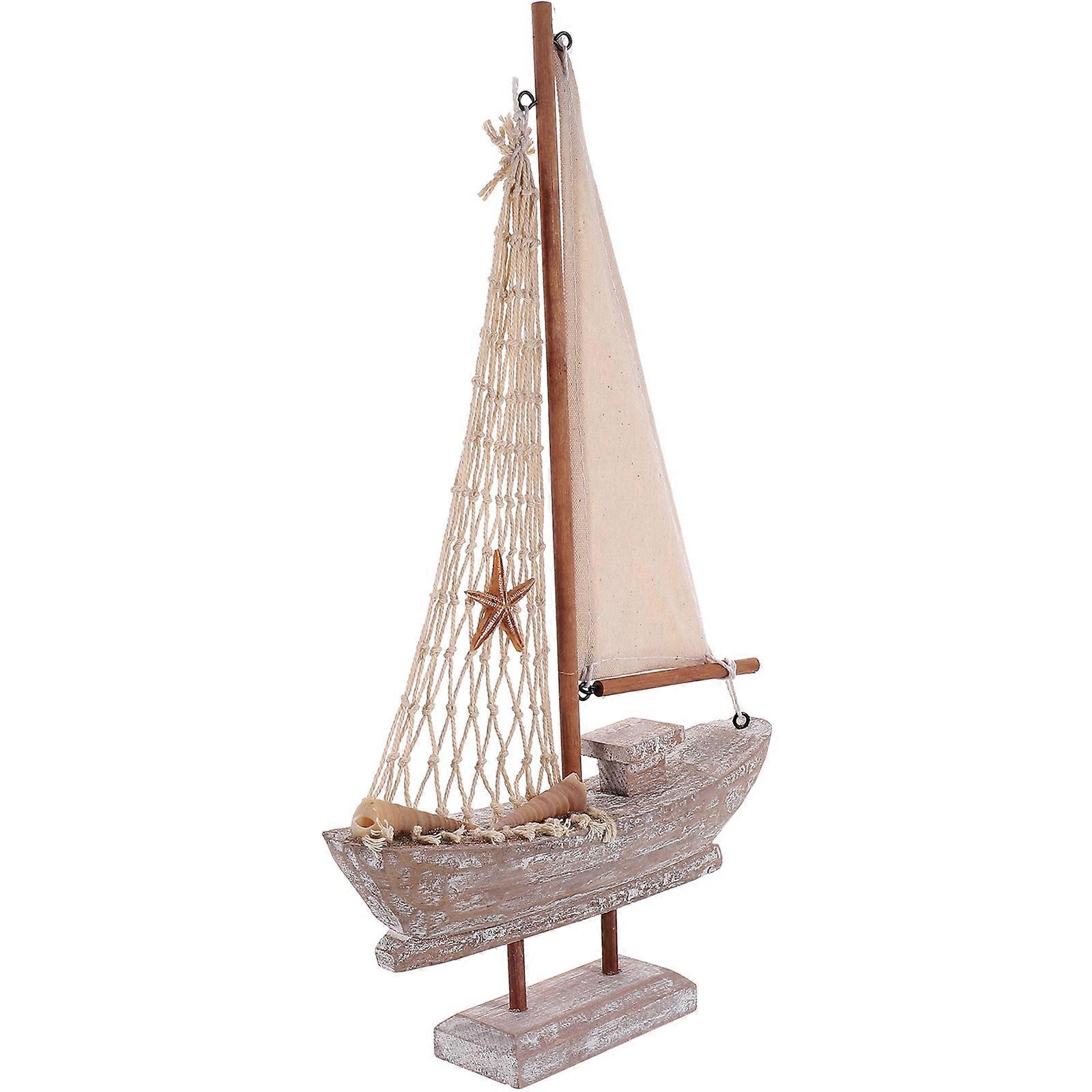 Rustic Sailboat Decoration Wooden Sailing Ship Model for Decor