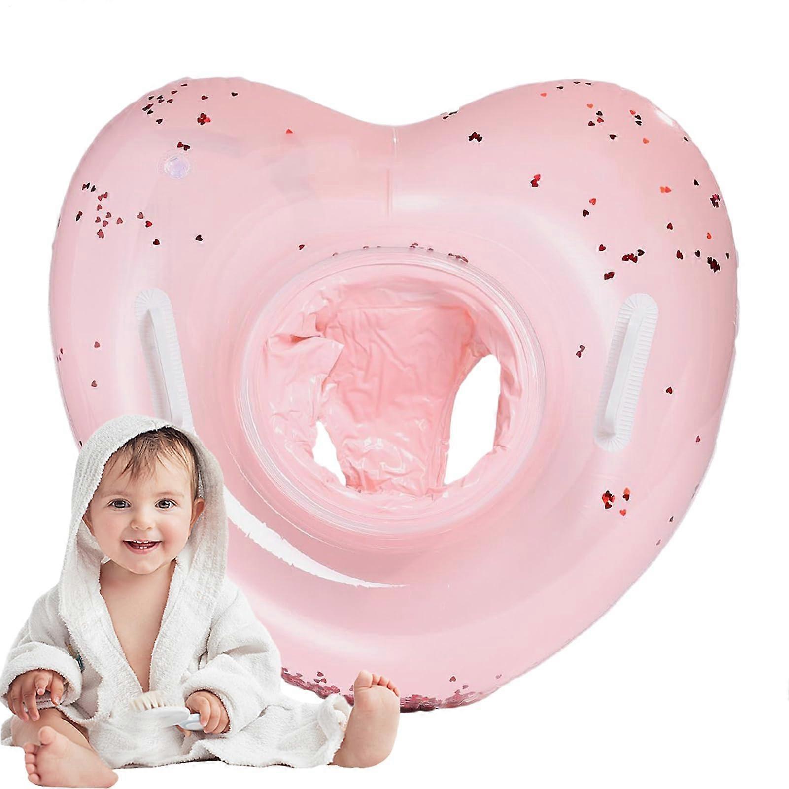 Inflatable Tube, HeartShaped Swimming Ring with Handles for 6 Months