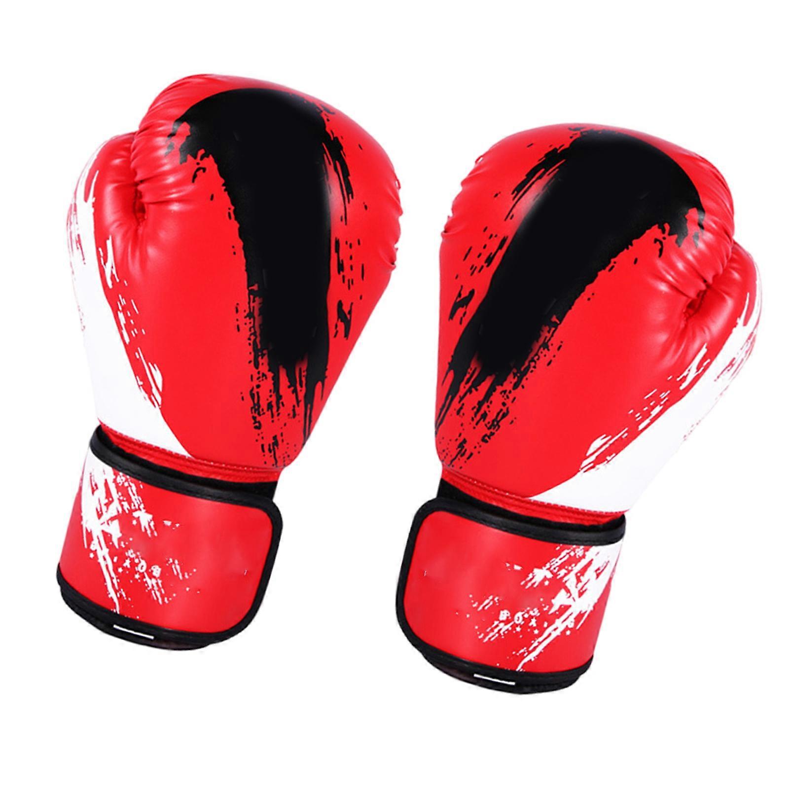Gants de boxe Gants de combat Long Wrist Support Mitaines d’entraînement 10oz 6oz pour adulte Kid Punching Bag Boxing Kickboxing Rouge