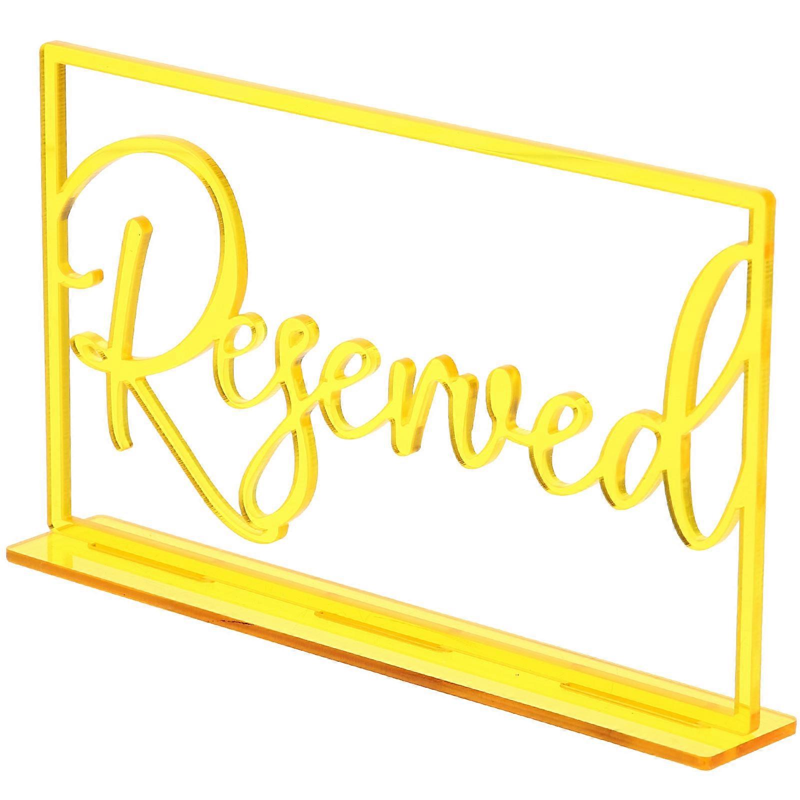 Yellow Acrylic Reserved Table Sign for Wedding Decor Beautiful and Practical 6 Pieces